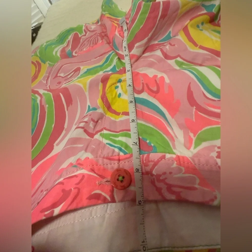 Lilly Pulitzer Women's Pink and Green Patterned Shorts Sz 8 - Picture 5 of 10